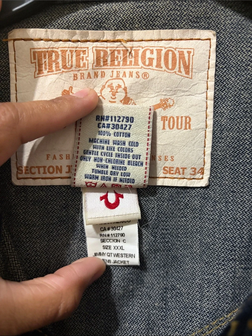 True Religion Indigo Washed Denim Jacket with Contrast Stitching